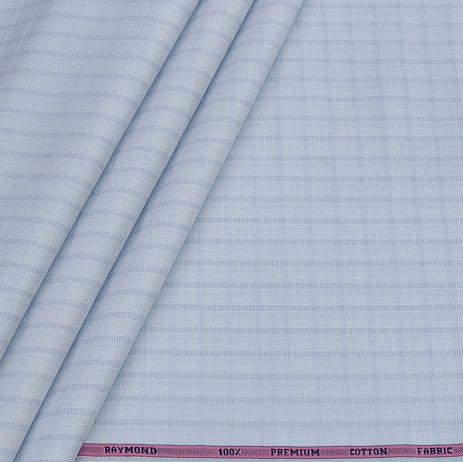 Shirt Fabric Raymond 100% Giza Cotton Premium Check Colour Light Blue